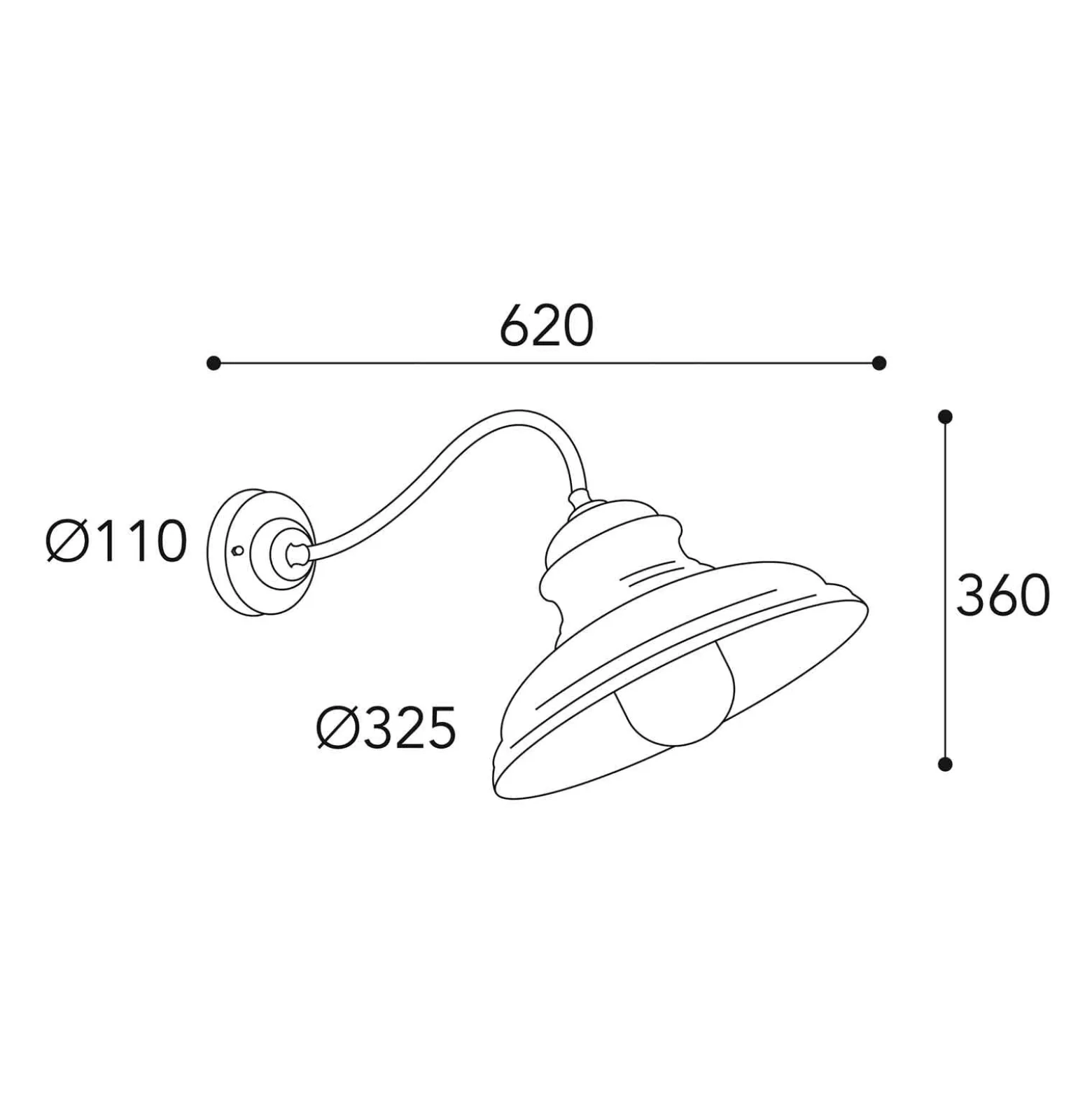 Außenwandlampe Mill 1591 messing antik/klar