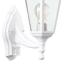 Außenwandlampe Navedo, weiß, Höhe 42 cm, Metall, Sensor