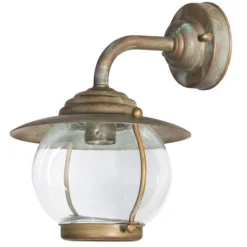 Außenwandlampe Olivia, IP44, Messing, Glas