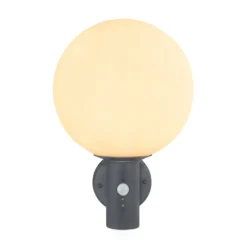 Außenwandlampe Ossy, anthrazit/weiß, Sensor, IP44, E27