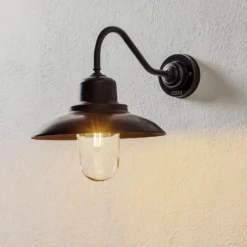 Außenwandlampe Patio, Messing brüniert, gebogen