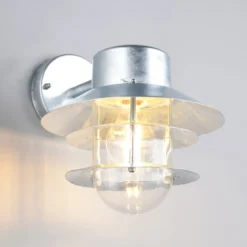 Außenwandlampe Ruvuuma zinkfarben Ø 22 cm abwärts gerichtet