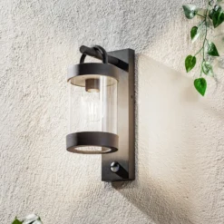 Außenwandlampe Sambesi, anthrazit, Sensor, Aluguss