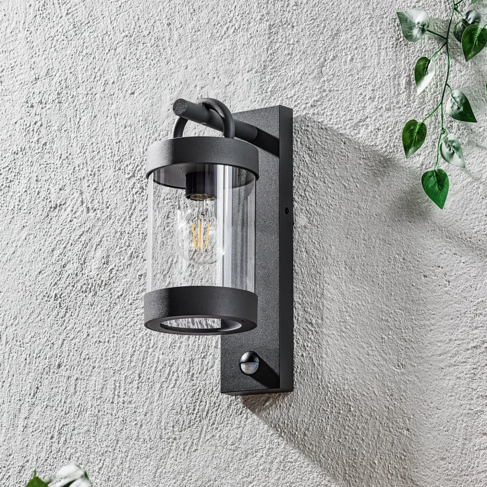 Außenwandlampe Sambesi, anthrazit, Sensor, Aluguss