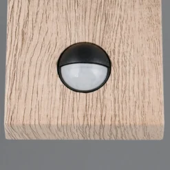 Außenwandlampe Sambesi, Holzoptik, Aludruckguss, Sensor
