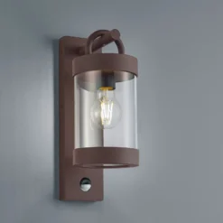 Außenwandlampe Sambesi, rost, Sensor, Aluguss
