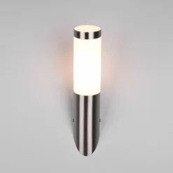Außenwandlampe Trioto, nickelfarben, Höhe 39 cm, Edelstahl