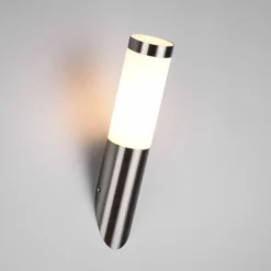 Außenwandlampe Trioto, nickelfarben, Höhe 39 cm, Edelstahl