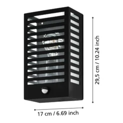 Außenwandleuchte Alamonte 3, schwarz, mit Sensor