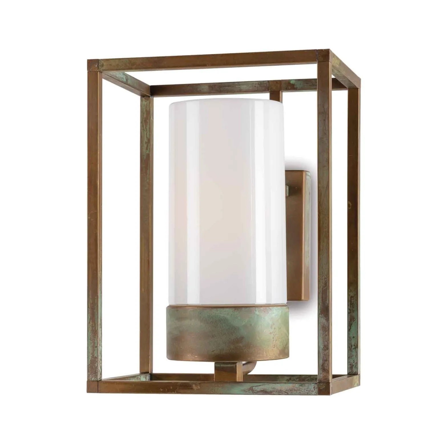 Außenwandleuchte Cubic³ 3363 messing antik/opal