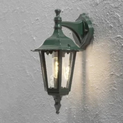 Außenwandleuchte Firenze, grün, Fassung unten, 36 cm