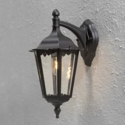 Außenwandleuchte Firenze, schwarz, Fassung unten, 48 cm