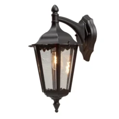 Außenwandleuchte Firenze, schwarz, Fassung unten, 48 cm