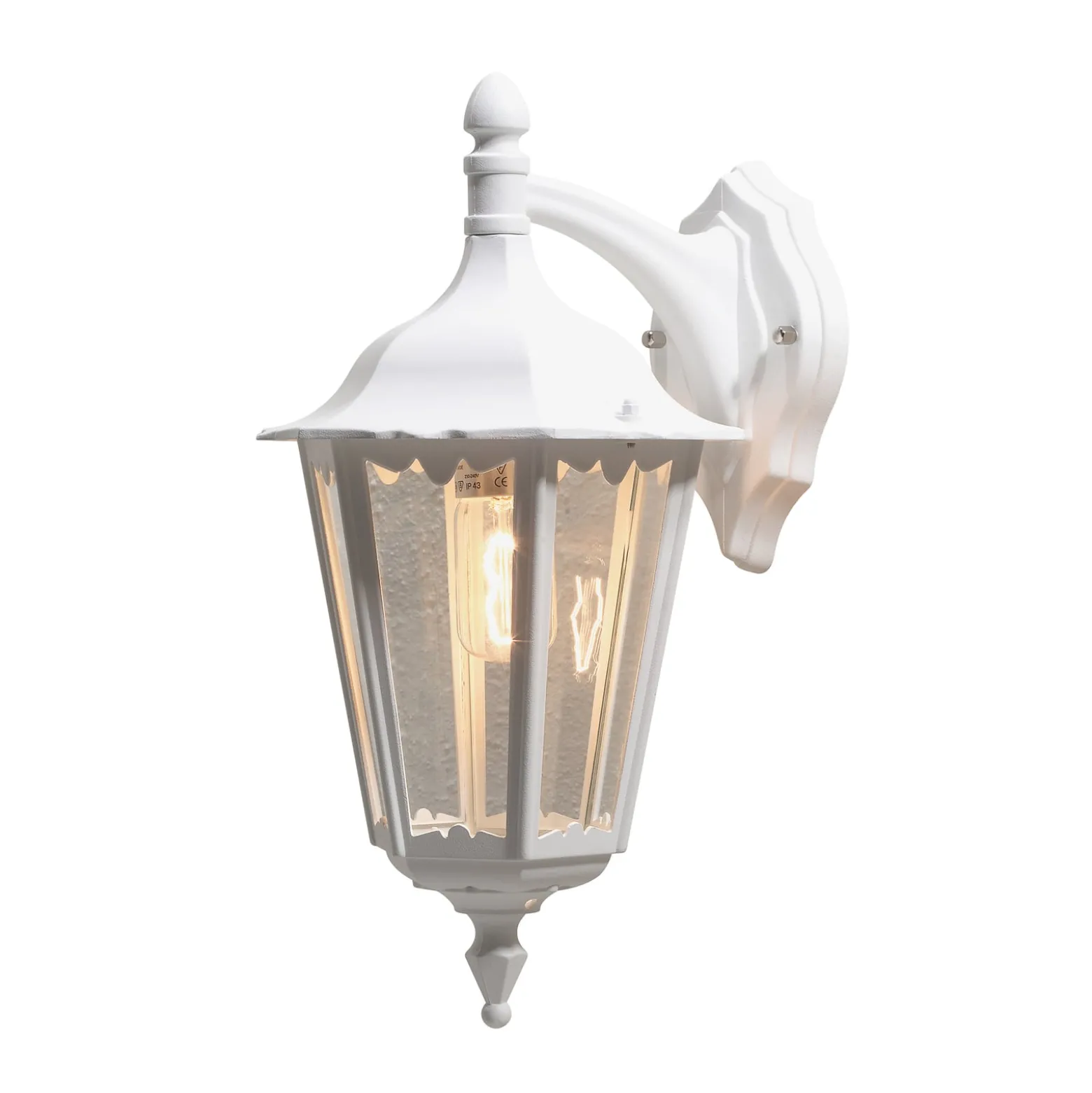 Außenwandleuchte Firenze, weiß, Fassung unten, 48 cm