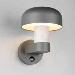 Außenwandleuchte Fraser Sensor grau/Betonoptik, Alu IP54 E27