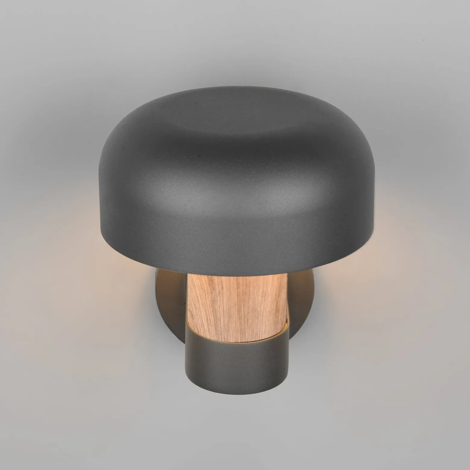 Außenwandleuchte Fraser Sensor, grau/Holzoptik, Alu IP54 E27