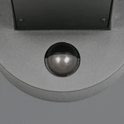 Außenwandleuchte Fraser Sensor, grau/Holzoptik, Alu IP54 E27
