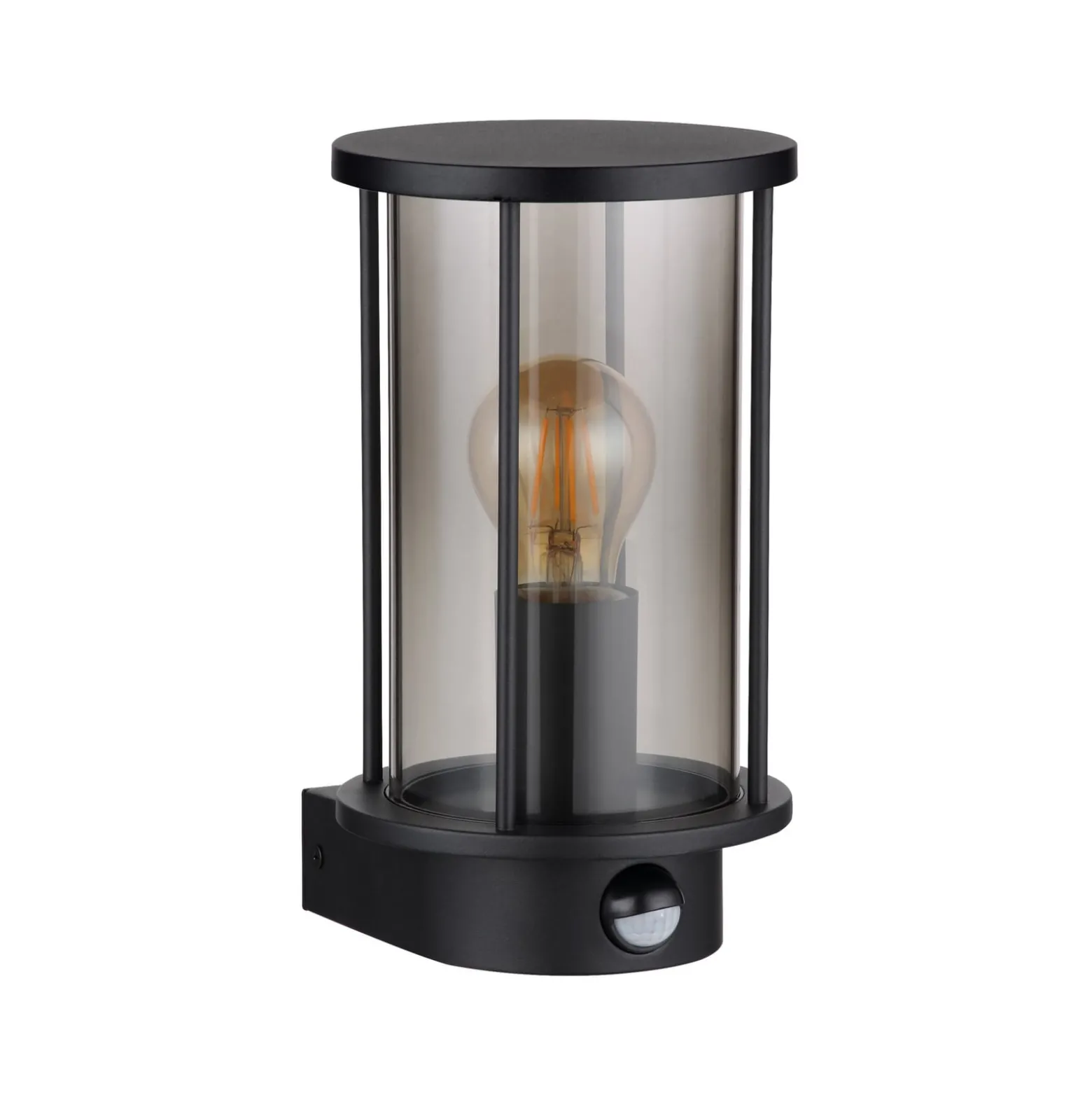 Außenwandleuchte Gracey, Sensor, schwarz, IP54, E27