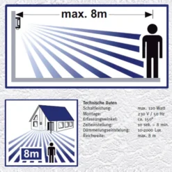 Außenwandleuchte Lija aus Edelstahl mit Sensor