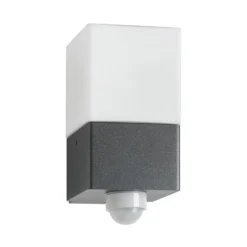 Außenwandleuchte Linus, grafit, Sensor, Edelstahl, Glas, E27