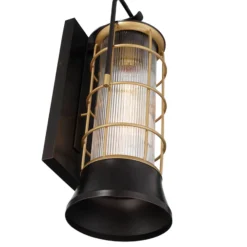 Außenwandleuchte RIVAMAR, Höhe 41 cm, schwarz/gold, IP44 E27