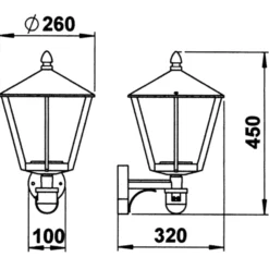 Außenwandleuchte 671, schwarz mit Bewegungsmelder