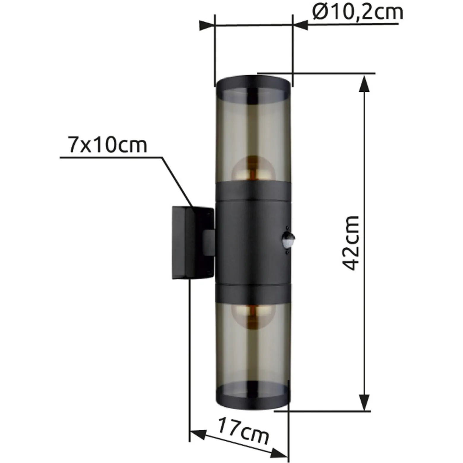 Außenwandleuchte Xeloo, up/down, 2-flg., schwarz/rauch, E27
