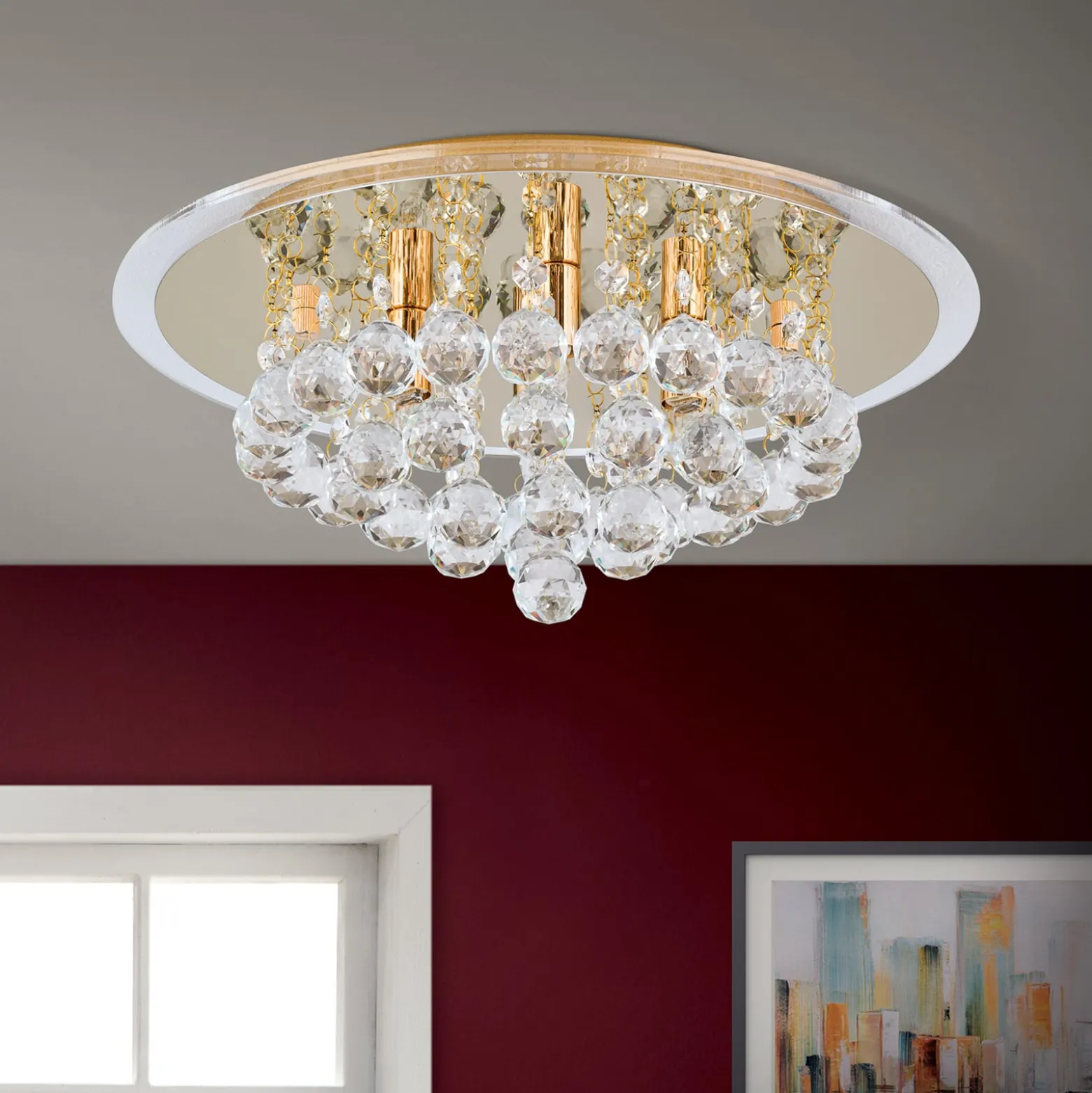 Ausdrucksstarke Kristall-Deckenleuchte TUILA 38 cm