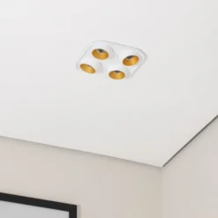 BEGA LED-Einbaustrahler Studio Line, weiß/messing, 4-fl.