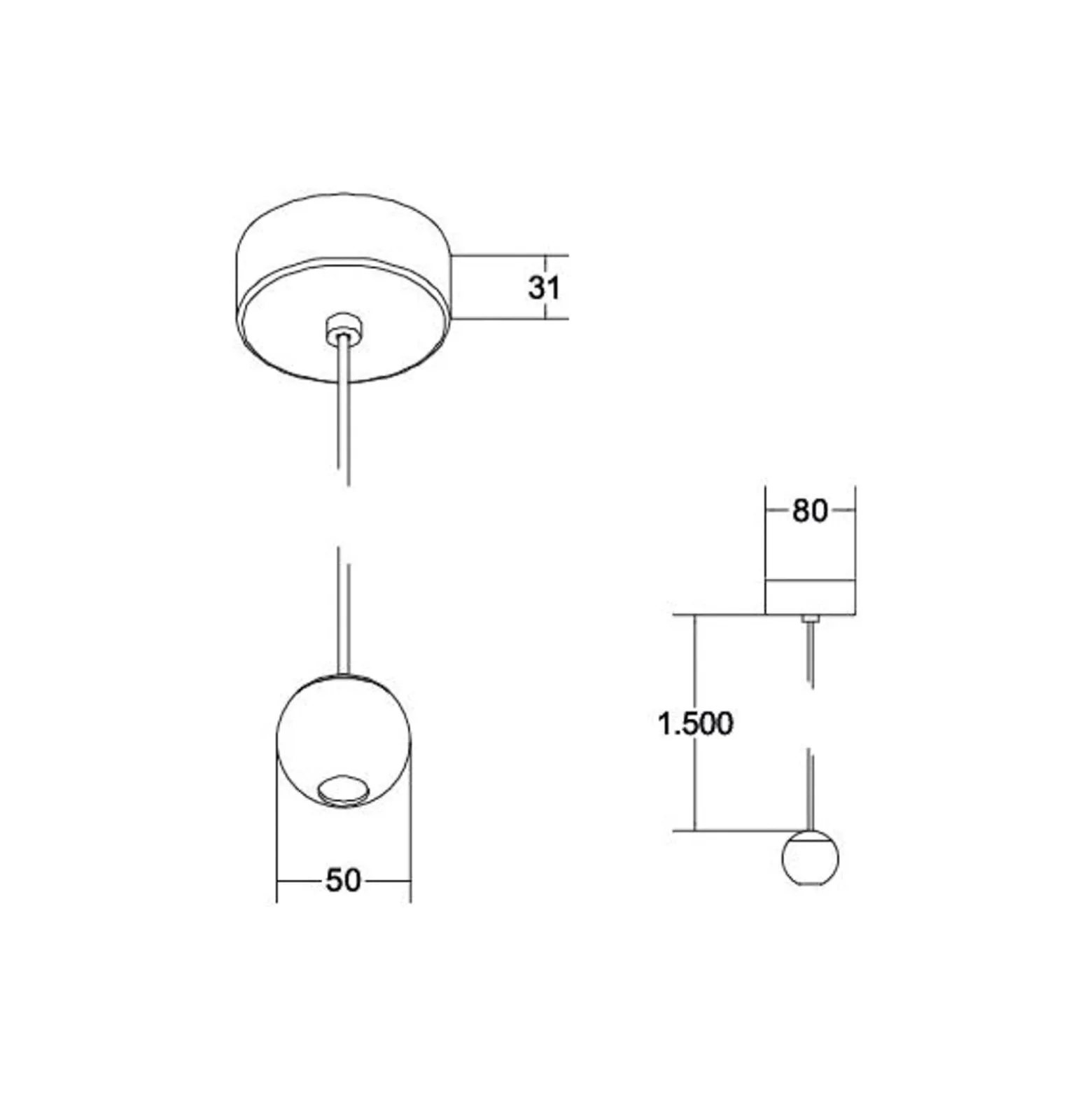 BRUMBERG LED-Pendelleuchte Ball, Aluminium, schwarz/chrom