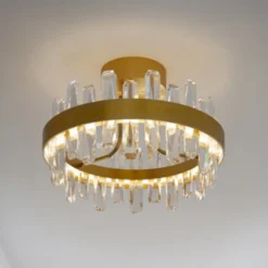 By Rydens LED-Deckenleuchte Triumph, messing, klar, Ø 50 cm
