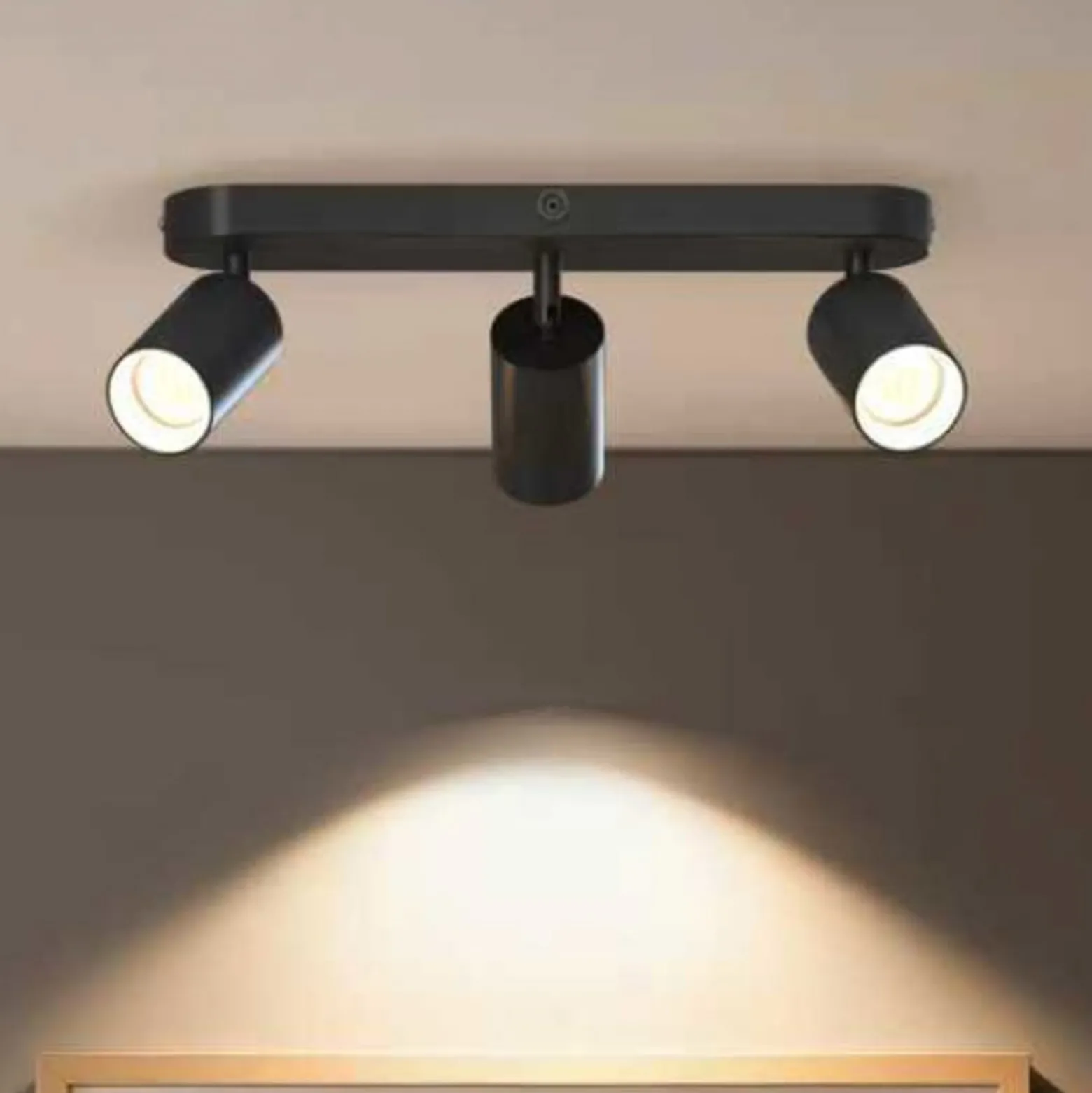 Calex GU10-Deckenspot, schwarz, Länge 37 cm, 3-flg., Metall