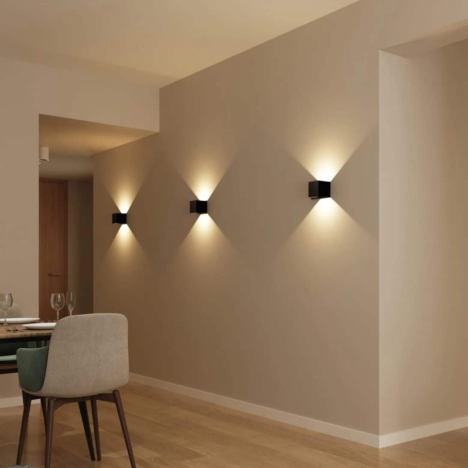 Calex LED-Akku-Sensor-Außenwandleuchte, up/down, schwarz