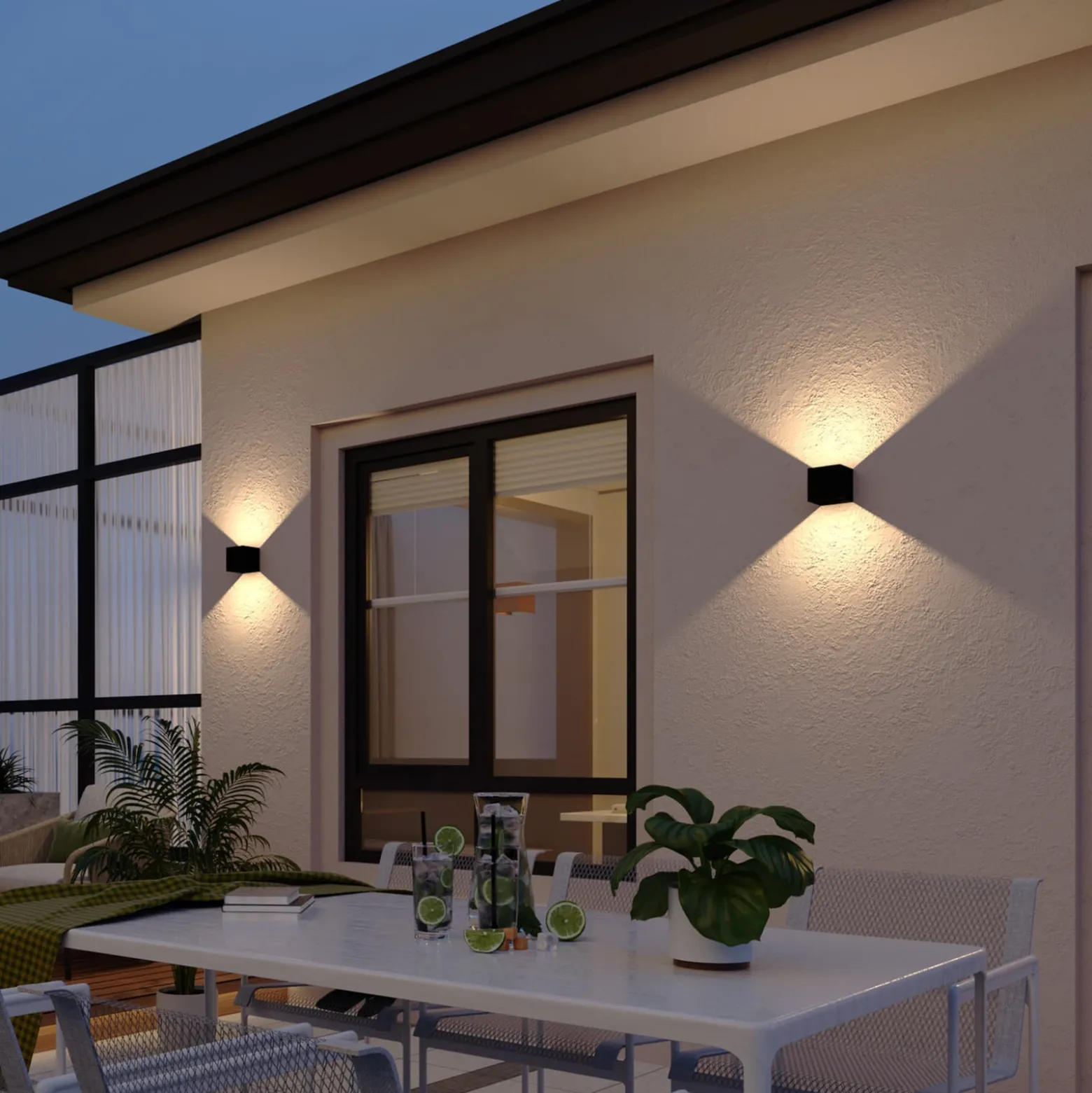Calex LED-Akku-Sensor-Außenwandleuchte, up/down, schwarz