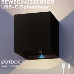 Calex LED-Akku-Sensor-Außenwandleuchte, up/down, schwarz