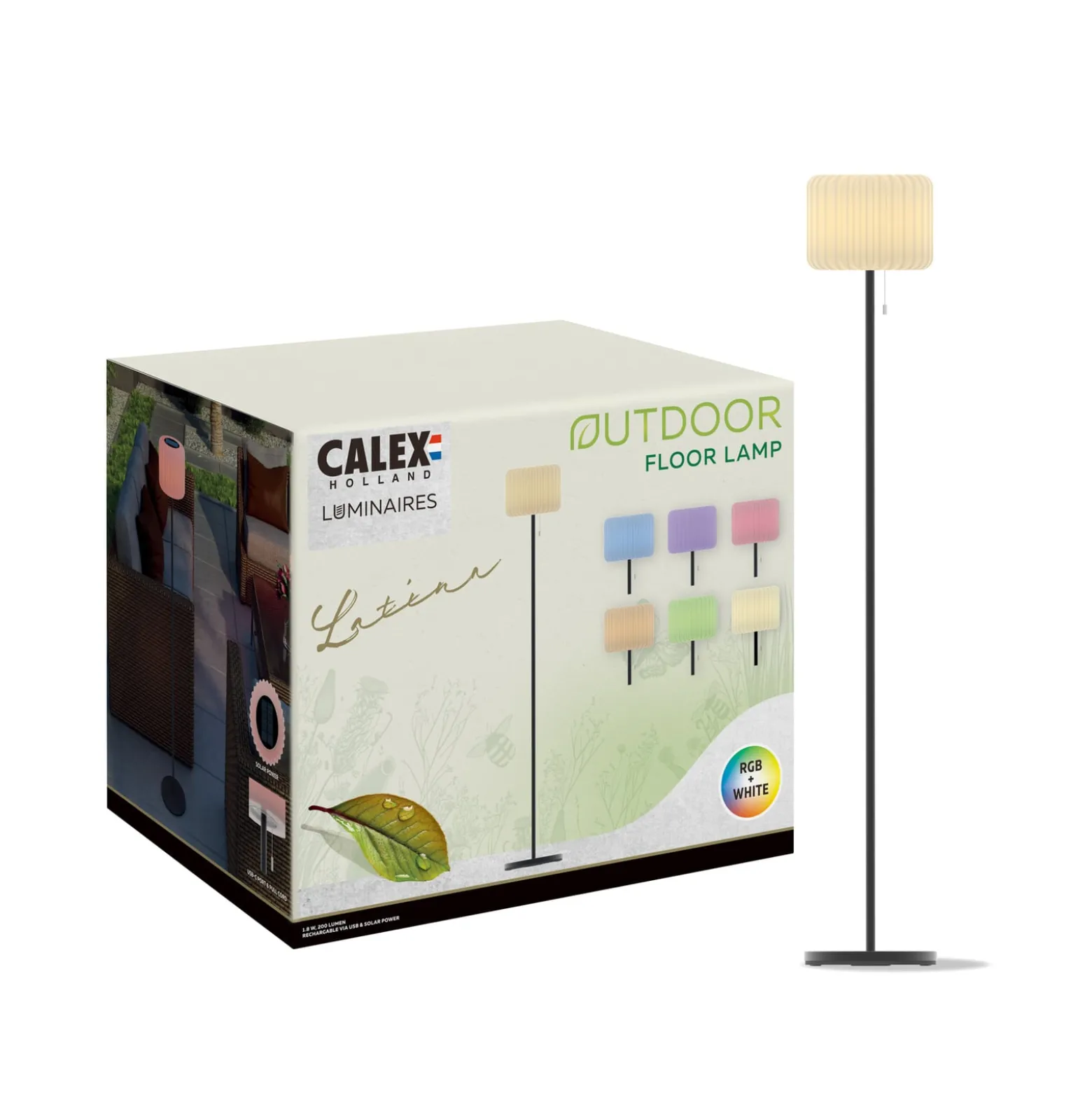 Calex LED-Solar-Stehleuchte, IP44, Zugschalter