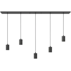 Calex Retro Pendelleuchte, eckig, 5-flg., schwarz
