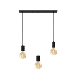 Calex Retro Pendelleuchte, eckig, 3-flg., schwarz