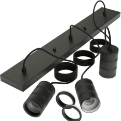 Calex Retro Pendelleuchte, eckig, 3-flg., schwarz