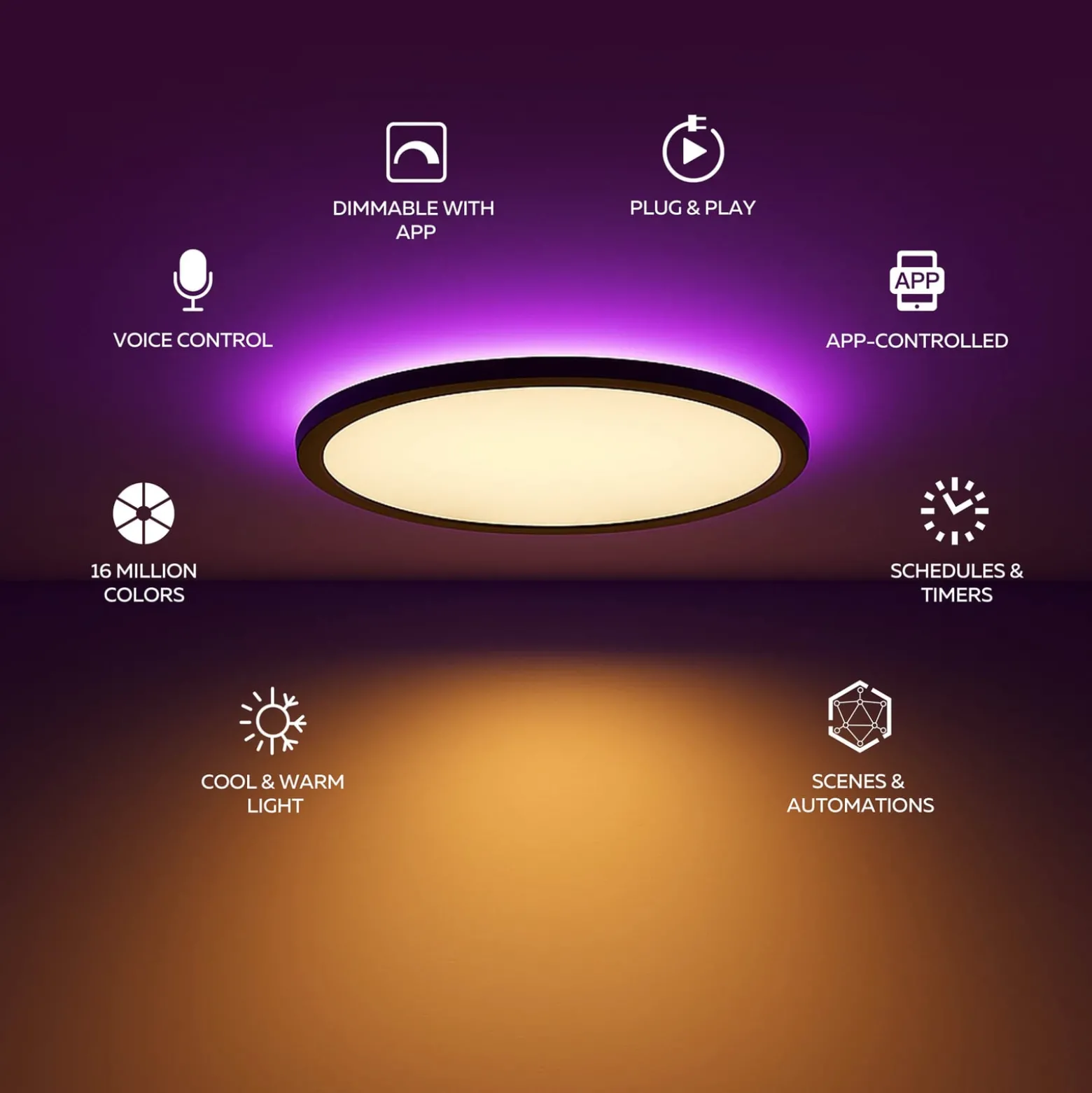 Calex Smart LED-Deckenlampe HALO Ø 40cm schwarz IP54 RGB CCT