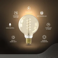 Calex Smart LED E27 7W G95 1800 - 3000 K Filament