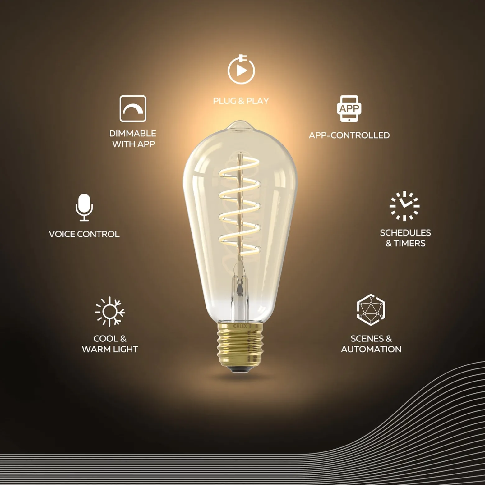 Calex Smart LED E27 7W ST64 1800 - 3000 K Filament