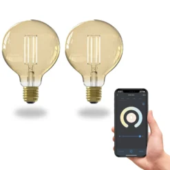 Calex Smart LED-Globelampe Filament E27 G95 7W CCT 2er-Set