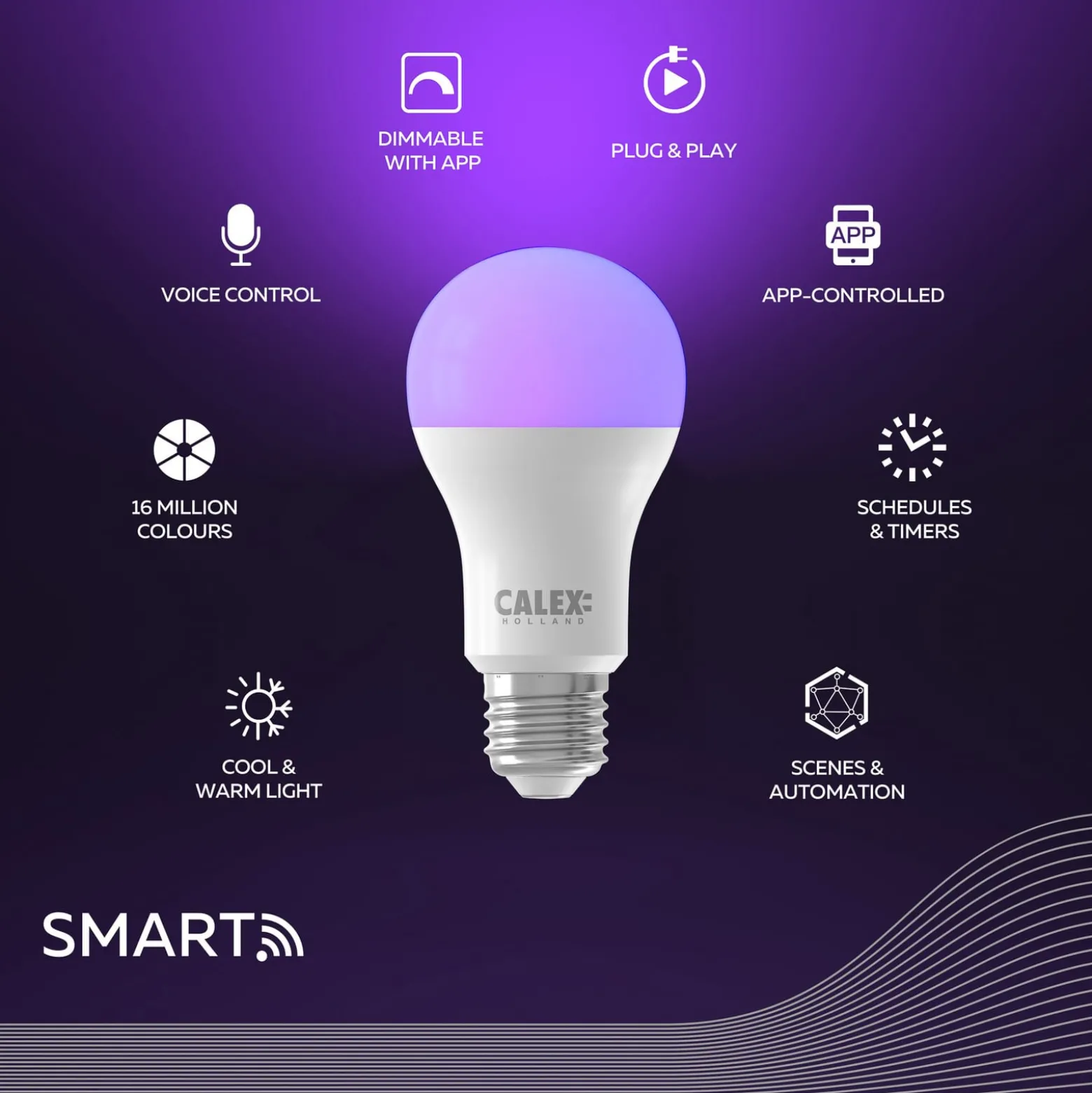 Calex Smart LED-Lampe E27 A60 9,4W CCT RGB 2er-Set