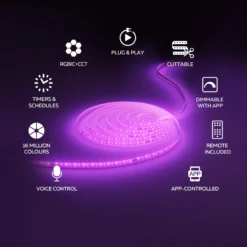 Calex Smart LED-Streifen, Länge 20 m, RGB, CCT Fernbedienung