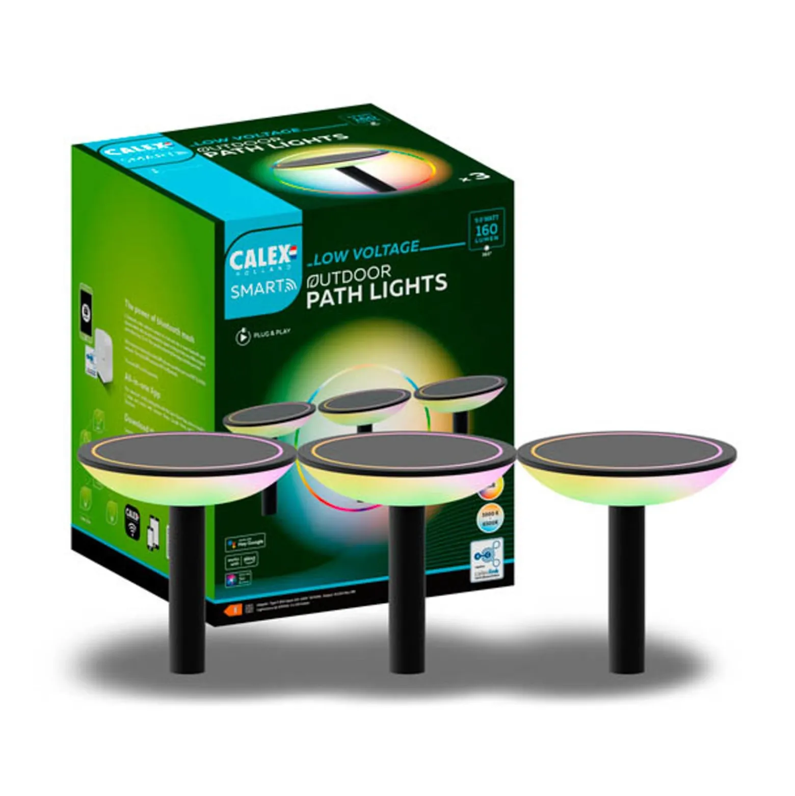 Calex Smart Outdoor Pathlight Erdspieß CCT RGB 3er