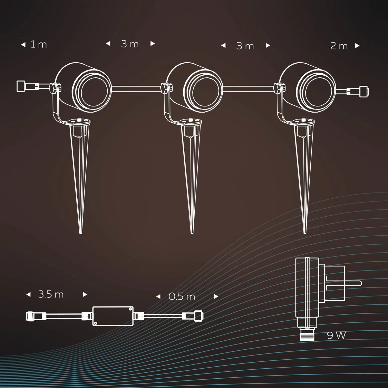 Calex Smart Outdoor Spotlight, Erdspieß, 3er-Set