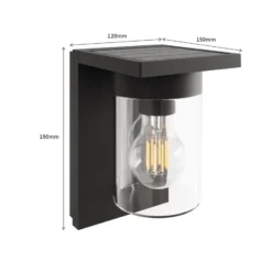 Calex Solar-LED-Außenwandleuchte Asti, Sensor, IP44, schwarz