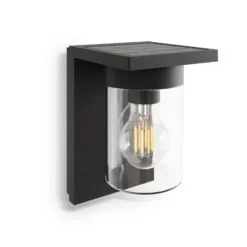 Calex Solar-LED-Außenwandleuchte Asti, Sensor, IP44, schwarz