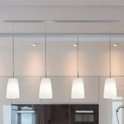 Casablanca Hängelampe Mesa, weiß, Glas, 4-flg., 120 cm, E27